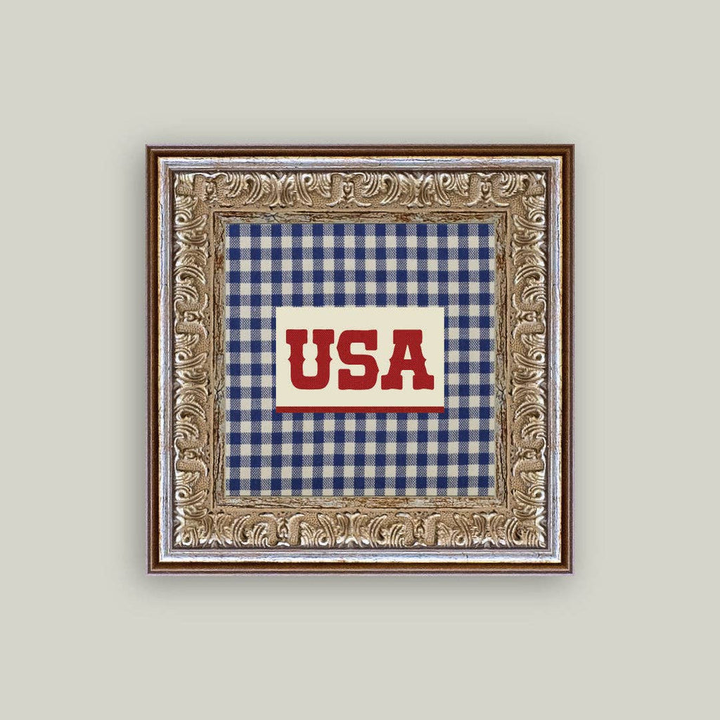 Plaid USA Framed Antique Canvas Wall Art | Patriotic Farmhouse Decor