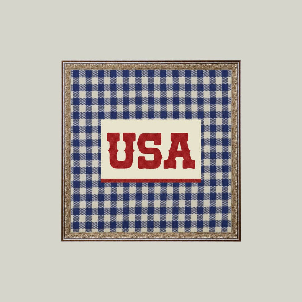 Plaid USA Framed Antique Canvas Wall Art | Patriotic Farmhouse Decor