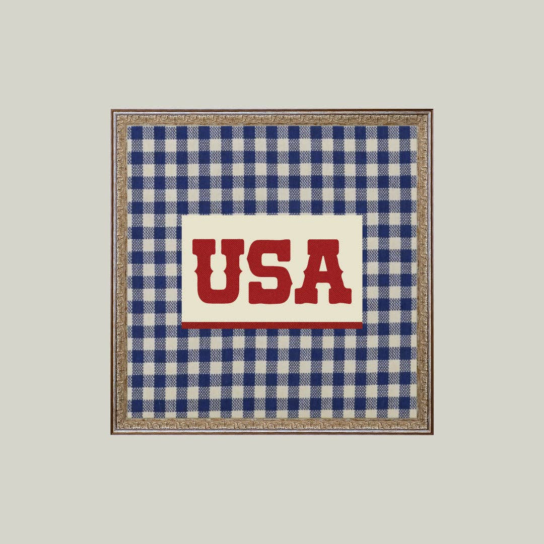 Plaid USA Framed Antique Canvas Wall Art | Patriotic Farmhouse Decor