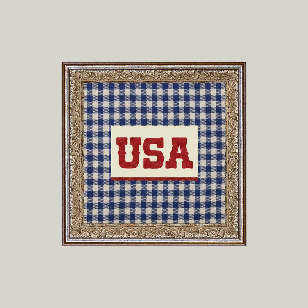 Plaid USA Framed Antique Canvas Wall Art | Patriotic Farmhouse Decor