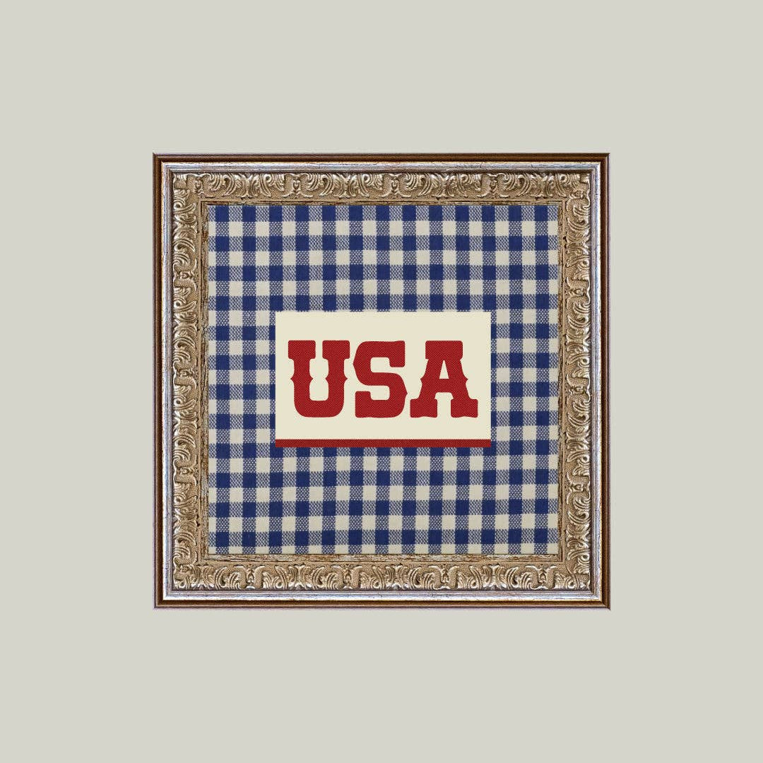 Plaid USA Framed Antique Canvas Wall Art | Patriotic Farmhouse Decor