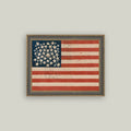 Rustic Flag Framed Antique Canvas Wall Art | Farmhouse Americana Decor
