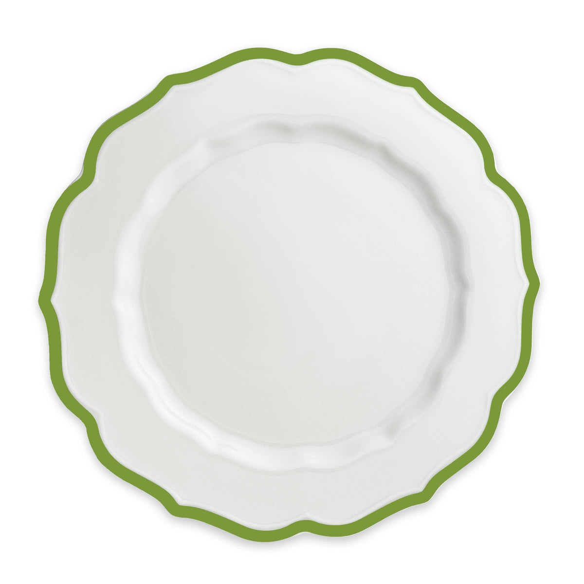 Stella Scalloped Verde Dinner Plate 10.75" - Caskata Heirloom Porcelain