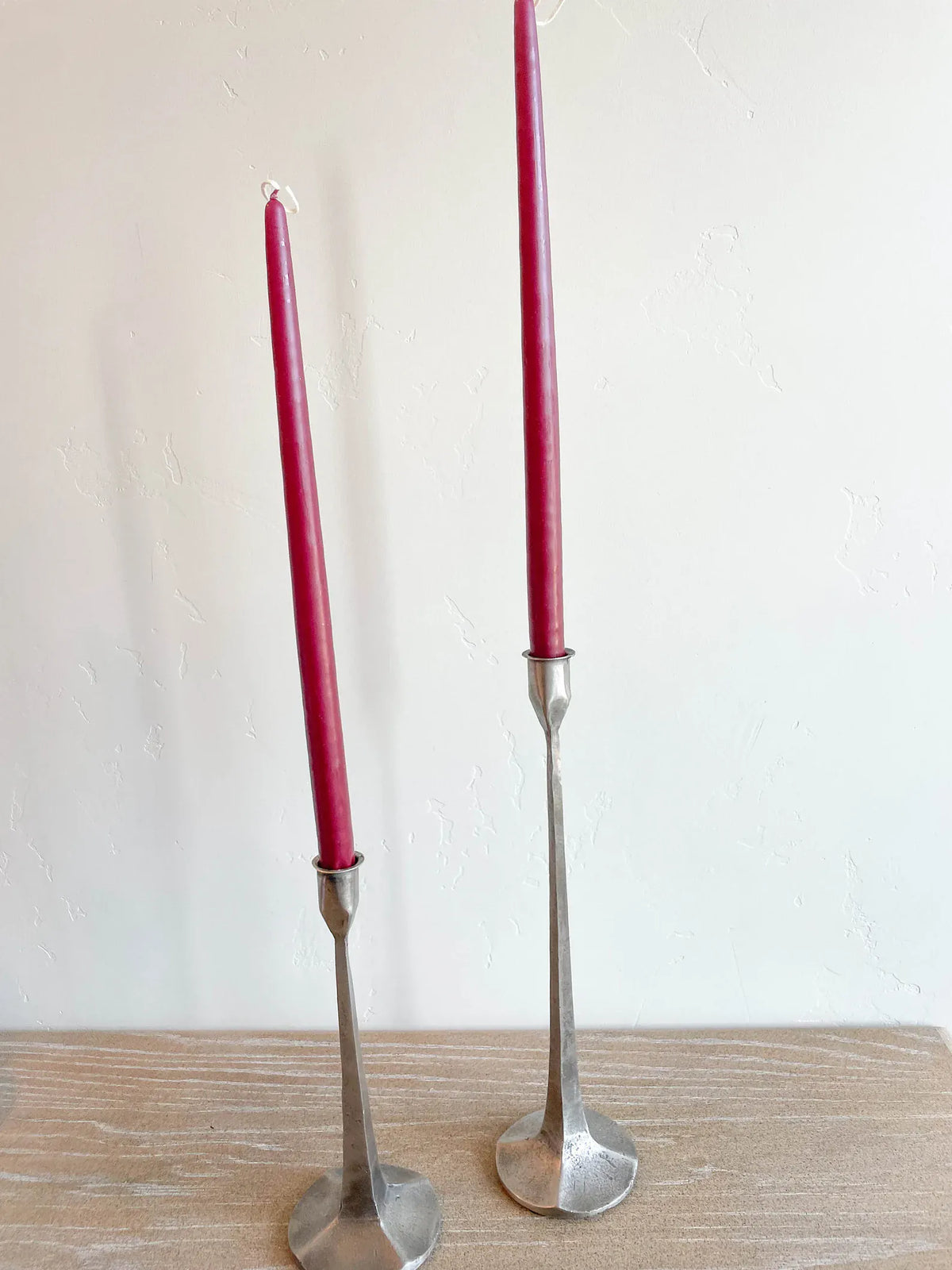 Raspberry Hand-Dipped Taper Candles - Box of 12 | Unscented