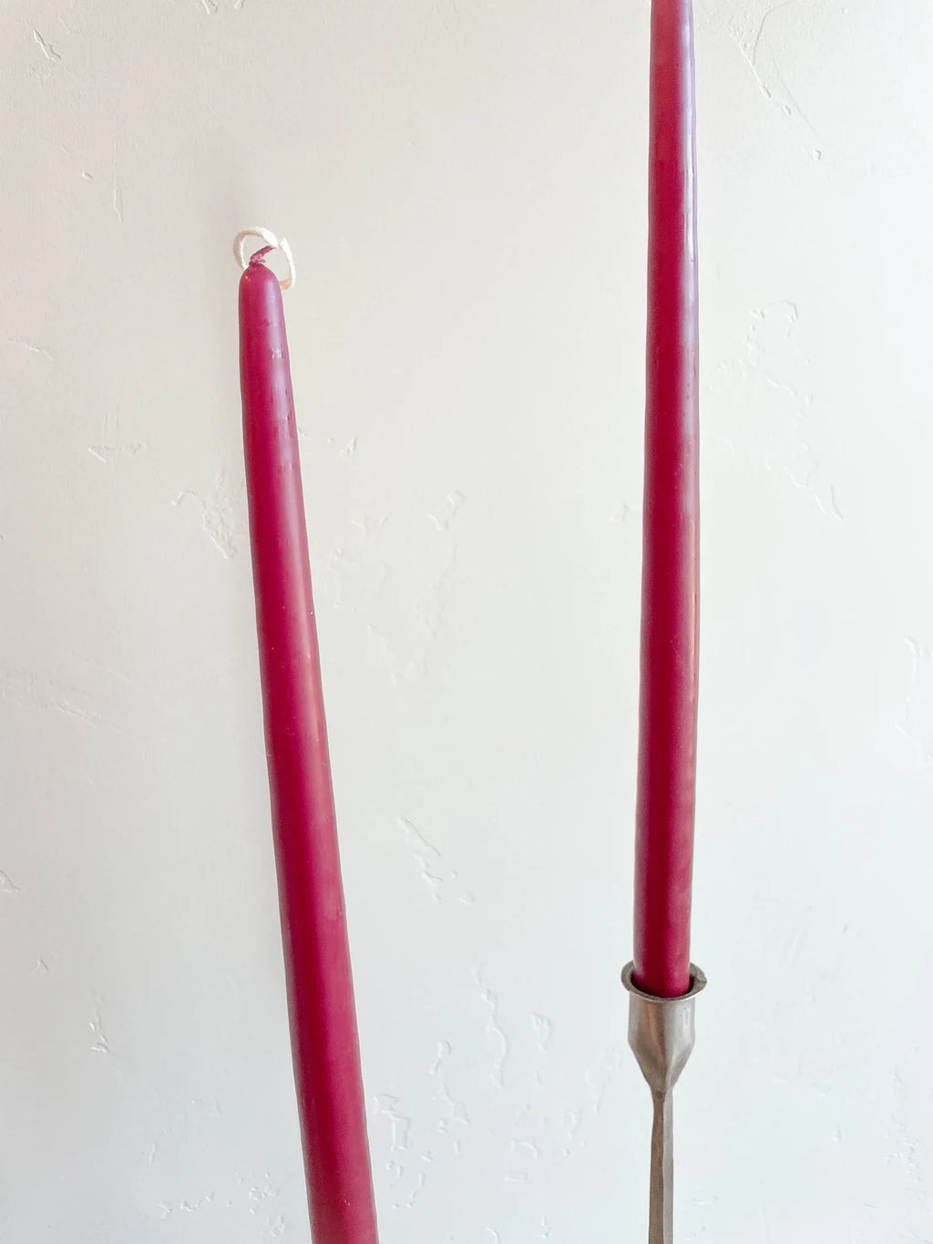 Raspberry Hand-Dipped Taper Candles - Box of 12 | Unscented
