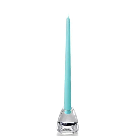 Caribbean Blue Hand-Dipped Taper Candles, Box of 12 — Unscented
