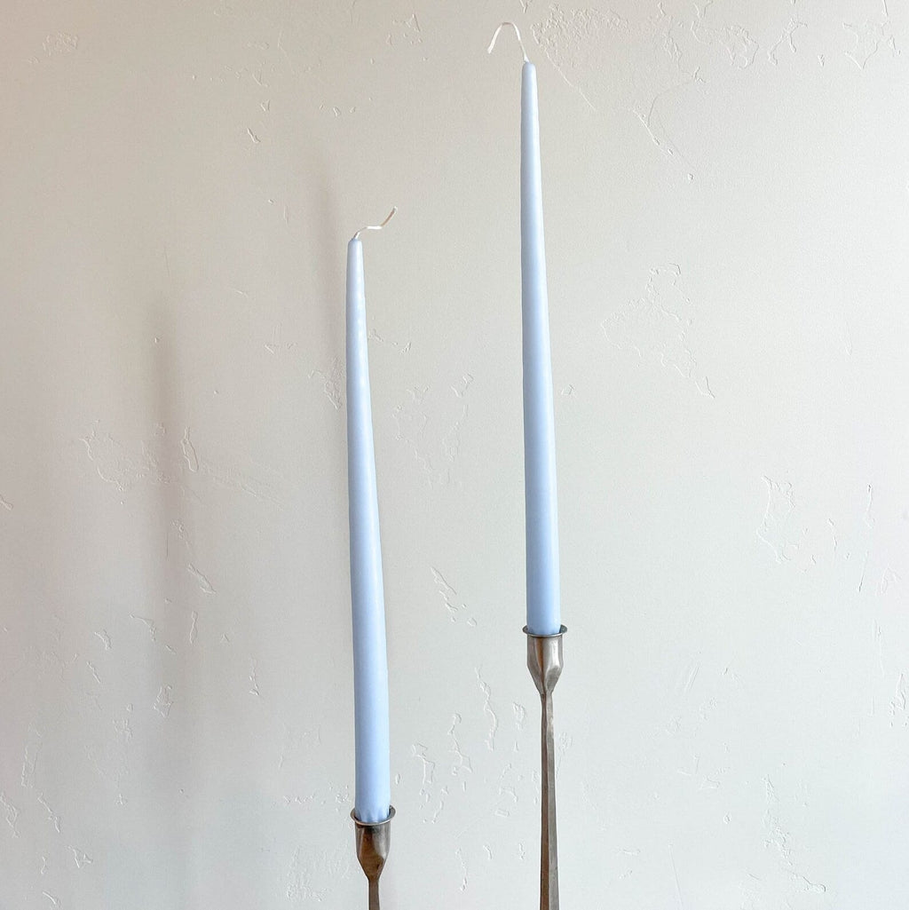 Ice Blue Hand-Dipped 15" Tapered Candle - Box of 12 - Unscented