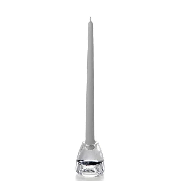 Light Grey Hand-Dipped 15" Tapered Candle - Box of 12 - Unscented