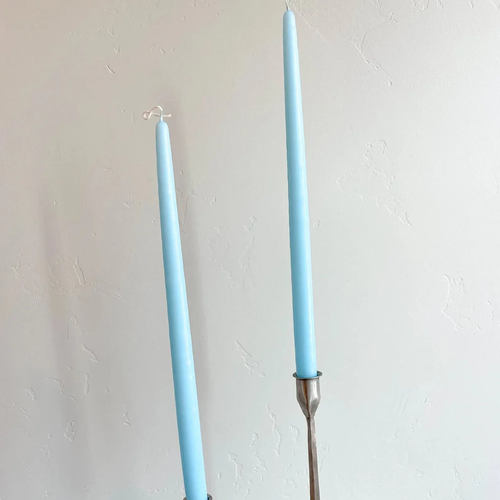 Robins Egg Blue Hand-Dipped Tapered Candle - Box of 12 - Unscented