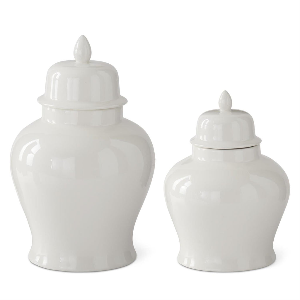 White Ceramic Lidded Ginger Jar - 2 Sizes Available