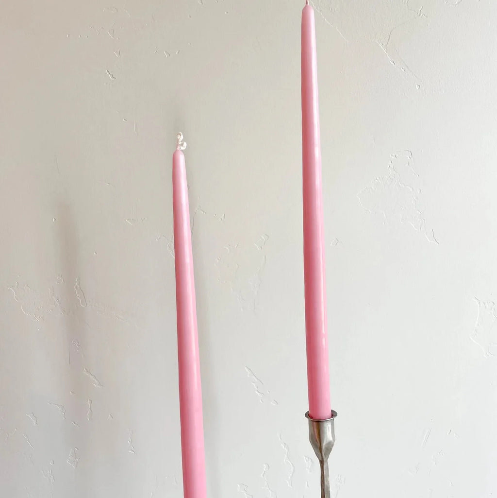 Light Rose Hand-Dipped Tapered Candle - Box of 12 - Unscented