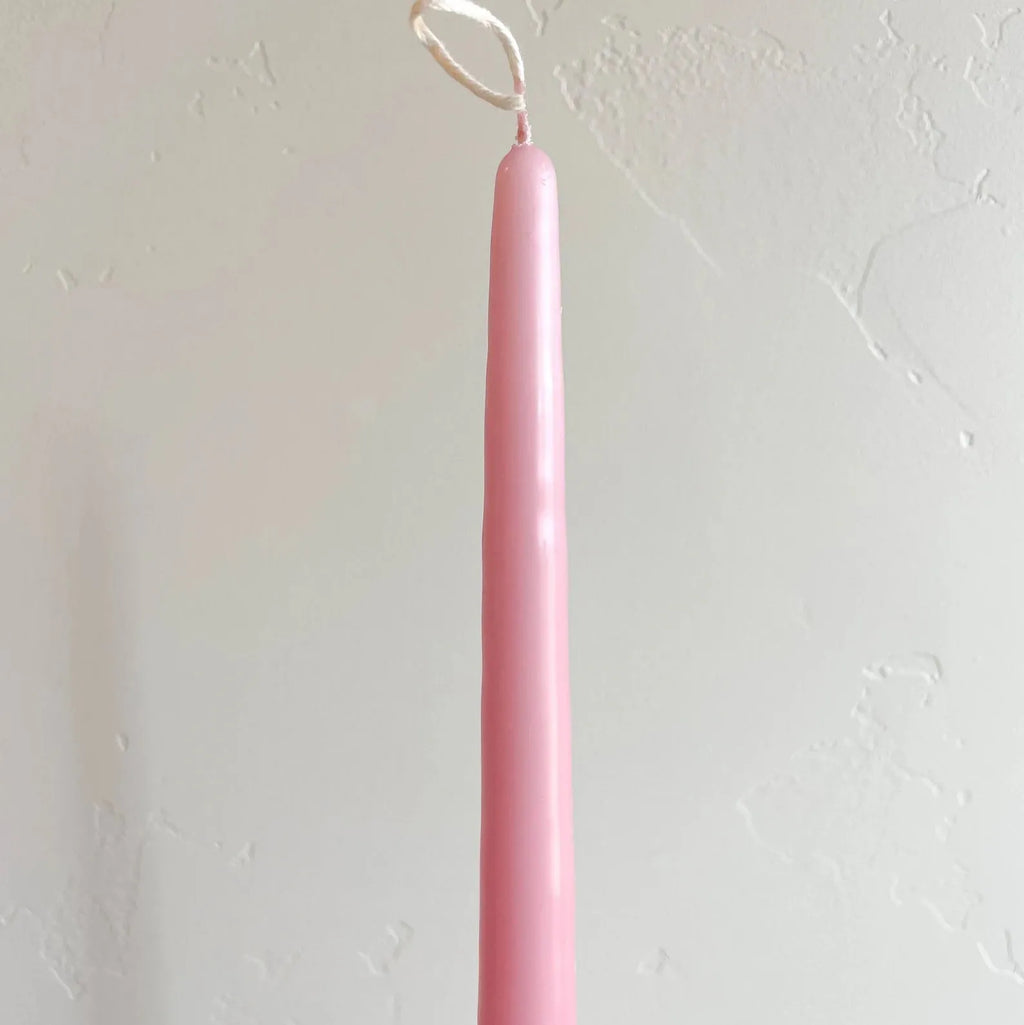 Light Rose Hand-Dipped Tapered Candle - Box of 12 - Unscented