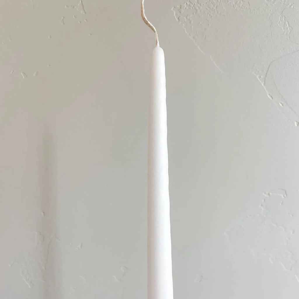 White Hand-Dipped Taper Candles - 15" Unscented - Box of 12