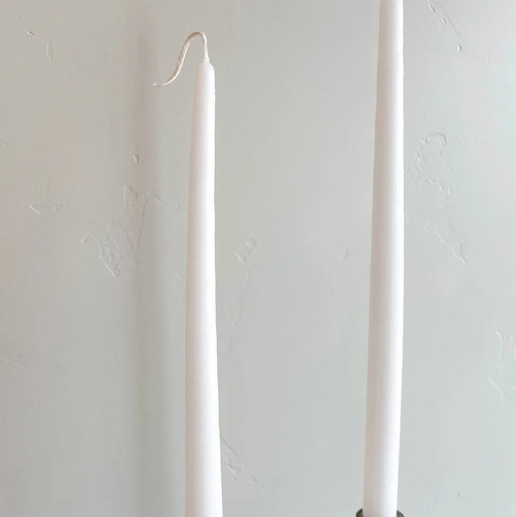 White Hand-Dipped Taper Candles - 15" Unscented - Box of 12